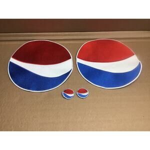 4 Vintage Pepsi Cola Embroidered Patches 2 Large 8" & 2 Small 1.5"